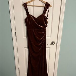 Revelry Ariel Convertible Velvet Bridesmaid Dress Terracotta